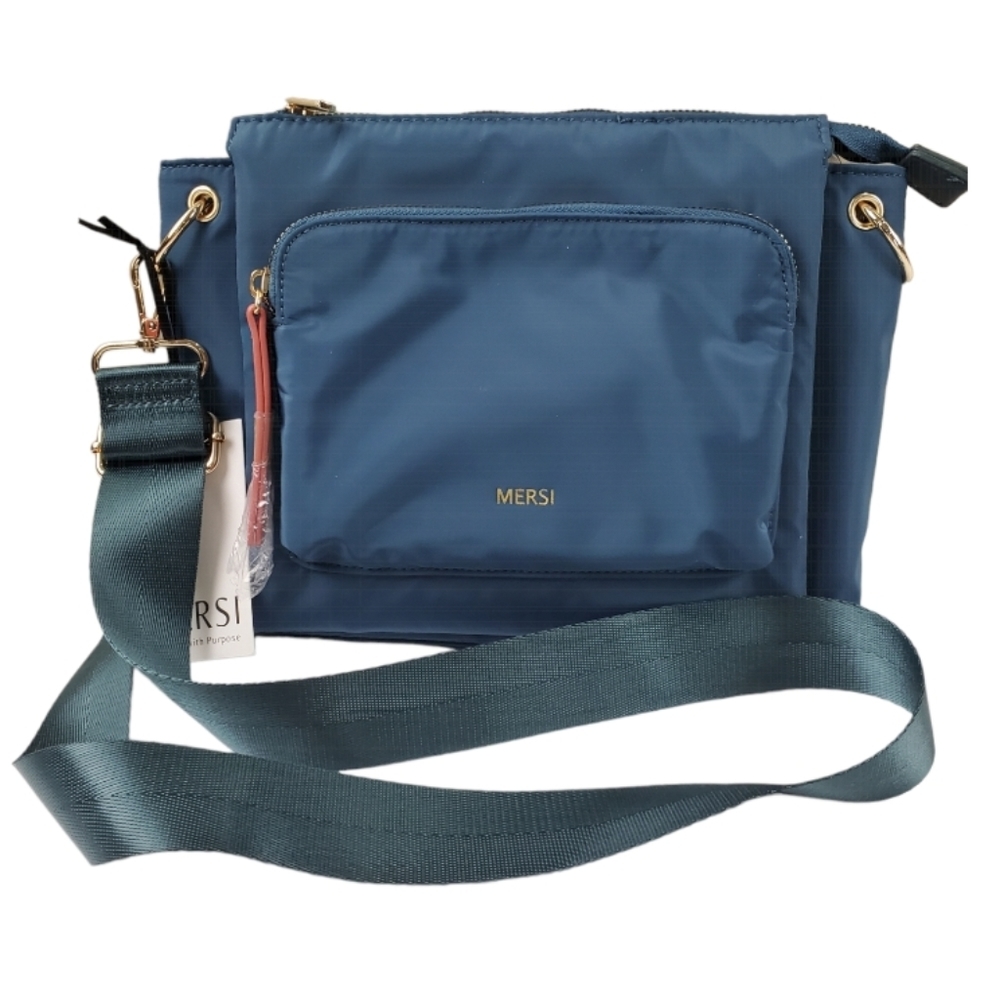 Mersi Women's Blue Mila Shoulder & Crossbody Puffy Soft Bag